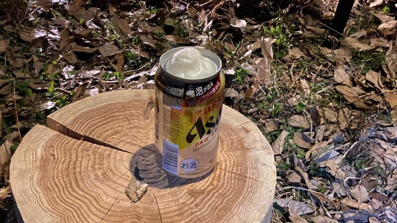 誠農社キャンプ場で飲んだ缶ビール