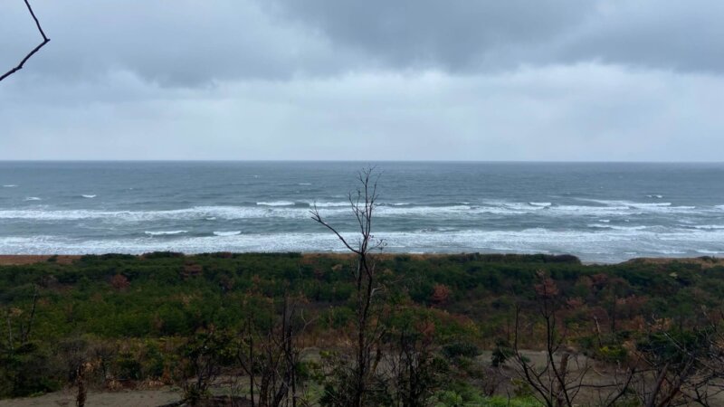 ファームリゾートのサイトから見る鹿島灘（雨の日）